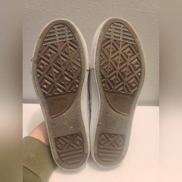 Converse All Star Kids Silver Metallic Canvas Slip On Sneakers - Picture 8 of 8